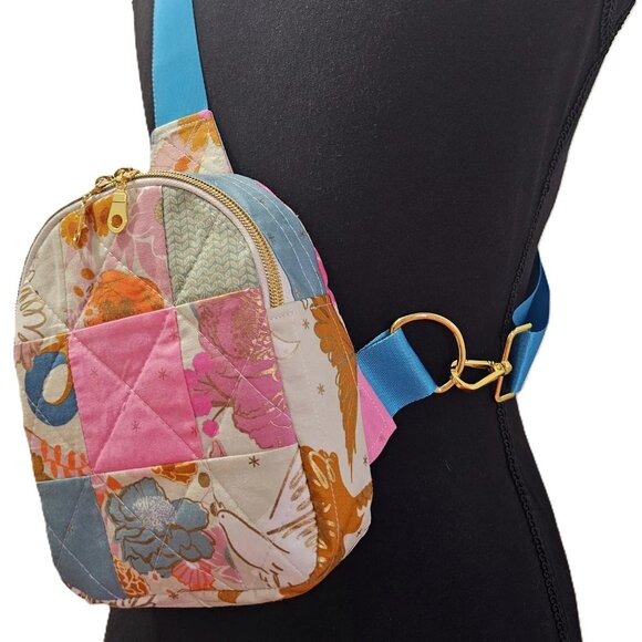 Mav Sling Patchwork Mini Sling Backpack: Ruby Star Society Crossbody Bag